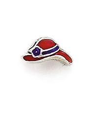 Zable(tm) Sterling Silver Red Hat-Enamel Bead / Charm