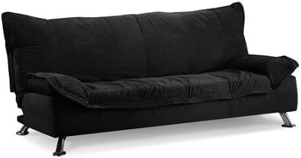Atherton Home Soho Convert In Seconds Futon Sofa Bed and Lounger, Removable Black Microfiber Suede Cover