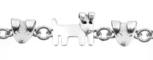 Puppy Dog Face & Body Sterling Silver Bracelet