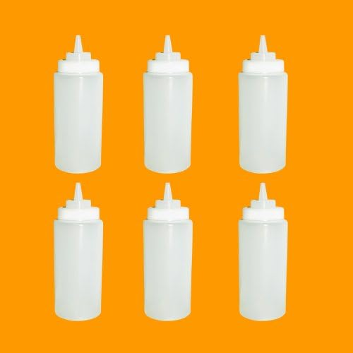 Set of 6 Easy Flow Tip and Large Mouth Bottle Dispensers (16 OUNCE, CLEAR)