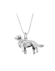 Sterling Silver Three Dimensional Golden Retriever Dog Necklace