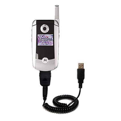 Coiled USB Cable for the Motorola V710 with Power Hot Sync and Charge capabilities - uses Gomadic TipExchange Technology