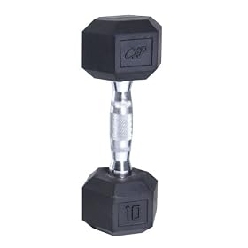Cap Barbell Rubber Coated Hex Dumbbell with Contoured Chrome Handle