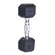 Cap Barbell Rubber Coated Hex Dumbbell with Contoured Chrome Handle (10-Pound)