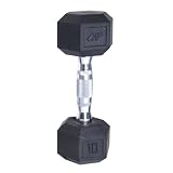 Cap Barbell Rubber Coated Hex Dumbbell with Contoured Chrome Handle (10-Pound)