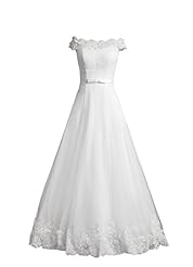 Sexy A-line Organza/Satin/Taffeta/Tulle Lace Belted Off the Shoulder Wedding Dress 