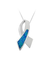 Sterling Silver Created Opal Inlay Ribbon Pendant Necklace, 18"