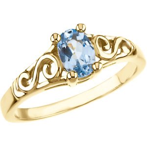 March 14K Yellow Gold Teen Imitation Birthstone Ring