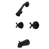 Kingston Brass KB245AX Twin Handle Tub and Shower Faucet with Decor Cross Handle, Oil Rubbed Bronze 