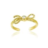 18K Gold Over Sterling Silver Open Bow Toe Ring