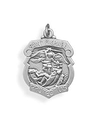 St. Michael Medallion Pendant with 18" Steel Chain