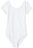 Capezio Girls 7-16 Short Sleeve Leotard,White,M (8-10)