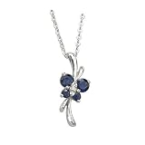 14K White Gold 0.01 ct. Diamond and 1/3 ct. Sapphire Butterfly Necklace - 16''