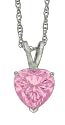 Platinum Overlay Sterling Silver 9.5x9.5mm Pink Cubic Zirconia Heart-Shaped Pendant, 18"