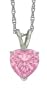 Platinum Plated Sterling Silver 9.5 x 9.5mm Pink Cubic Zirconia Heart-Shaped Pendant, 18"