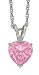 Platinum Overlay Sterling Silver 9.5x9.5mm Pink Cubic Zirconia Heart-Shaped Pendant, 18