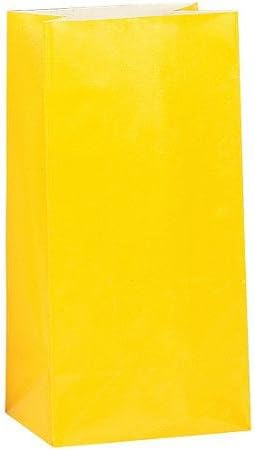 Party Supplies Bright Yellow Paper Party Favor Bags, 12pk