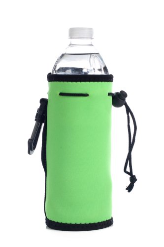 Neoprene Water Bottle Drawstring Insulator Cooler Koozie, Lime
