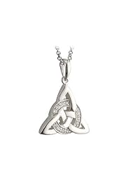 Sterling Silver Irish Celtic Knot with Cubic Zirconia Pendant