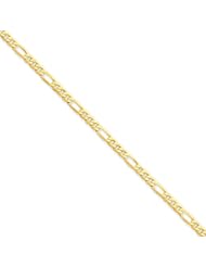 14k 3.25mm Flat Figaro Chain, Size 8