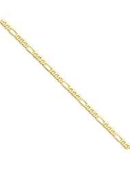 14k 3.25mm Flat Figaro Chain, Size 7