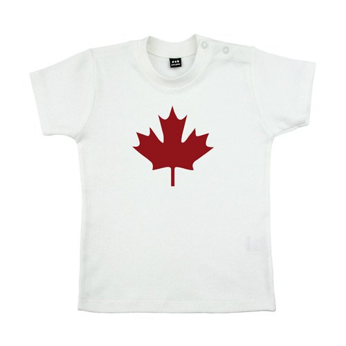 Baby – Kleinkinder T-Shirt – Kanada Ahorn – Textil white / Motiv rot Gr. 3-6 Monate