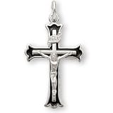Sterling Silver Crucifix with Black Inlay and 18-inch Chain