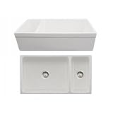 Whitehaus WHQDB542-WH Farmhaus Large Quatro Alcove 36-Inch Reversible Fireclay Sink, White
