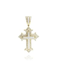 1.95 Carat Diamond Antic Cross Pendant in 10k Solid Yellow gold