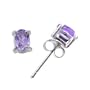 4x6mm Sterling Silver Oval Light Purple Genuine Amethyst Post Stud Earrings
