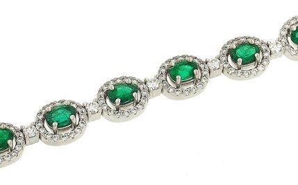 Green Emerald(6.02ct) & Round Diamond(3.73ct) Bracelet