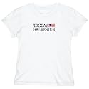 T-Shirt Woman White " Elegant Flag Galveston " Texas Usa City