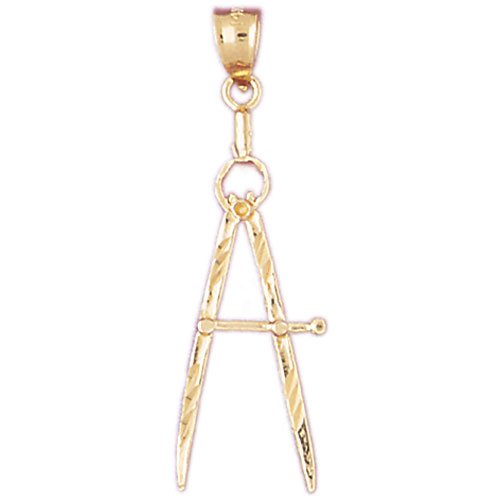 14kt Yellow Gold Drawing Compass Pendant