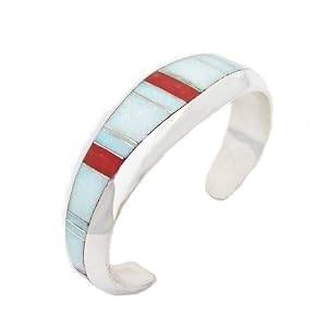 Inlay Coral and Opal Bracelet by