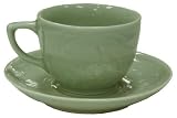 Kitchen & Housewares : Pale green chinese celadon coffee / tea cup and saucer (set of 2)