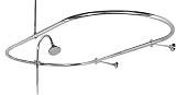 IND-404 1 CHROME FINISH-VINTAGE BRASS CLAWFOOT TUB SHOWER SYSTEM SHOWER ENCLOSURES, WALL SORROUNDS, OVAL ROD CURTAIN RINGS - BRAND NEW!