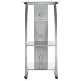 Glass And Metal Audio Stand In Jupiter Silver Finish By Ameriwood Furniture