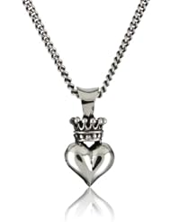 King Baby 18" Curb Link Chain with 3D Crowned Heart Pendant Necklace