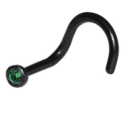 Black BIOPLAST Emerald SWAROVSKI Nose Screw Ring