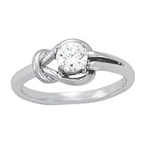 Real 1/2 Carat Round Diamond Womens Engagement Anniversary Ring 14K WG