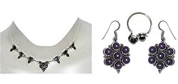 Necklace Earring Ring Sterling Silver Amethyst Jewelry (gnklcs115)