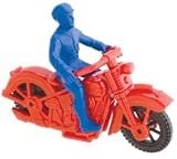 Retro Red Plastic Motorcycle and Rider 1:24 Scale ~ Toysmith Reissue of 1948 Thomas Toy