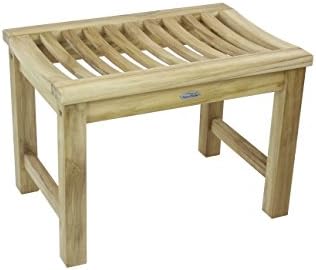 24" Solid Teak Indoor Outdoor Bench Shower Stool - From the Aqua Stratus Collection