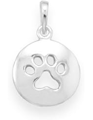 .925 Sterling Silver Original Round Cut Out Paw Print Pendant