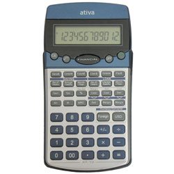 Ativa AT-10 Financial Calculator, Silver/Blue