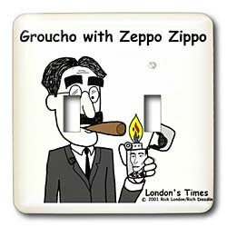 Rich Diesslins Famous People Places Books Cartoons - Grocho Marx with Zeppo Zippo - Light Switch Covers - double toggle switch