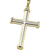 14K Two-Tone Gold Cross Pendant - 34.75x25.00mm