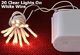 20 Clear Battery Operated Mini Rice Lights - 6 Foot White Wire
