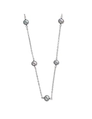 Sterling Silver 7-8mm Grey Freshwater Cultured Pearl W/2in Ext. Necklace