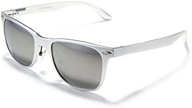 Retro fashion sunglasses polarized sunglasses aluminum magnesium Colorful couple tide (Silver frame ice blue lens)